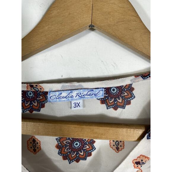 Claudia Richard Tunic Blouse Top Size 3X Peasant Romantic Boho Festival Gypsy - Picture 8 of 11